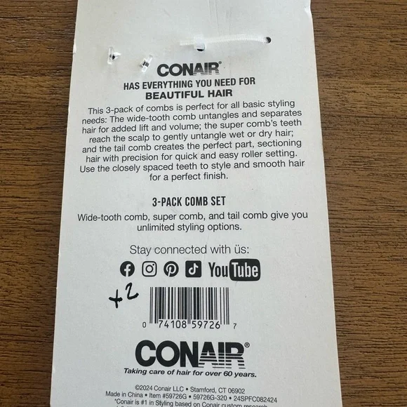 Conair Hello Spring Lavender Hair Comb Set - Picture 2 of 3